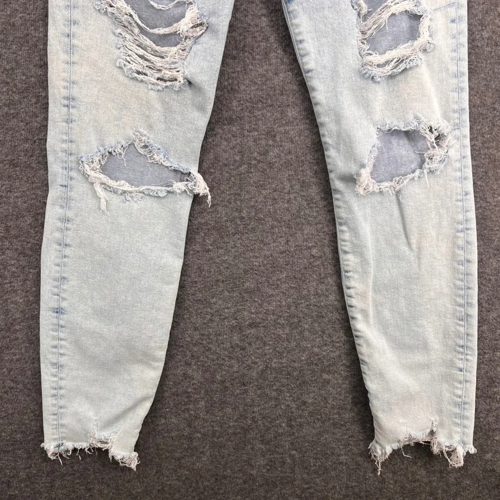 H&M &Denim Womens High Waist Super Skinny Distressed Jeans Light Wash Size 12